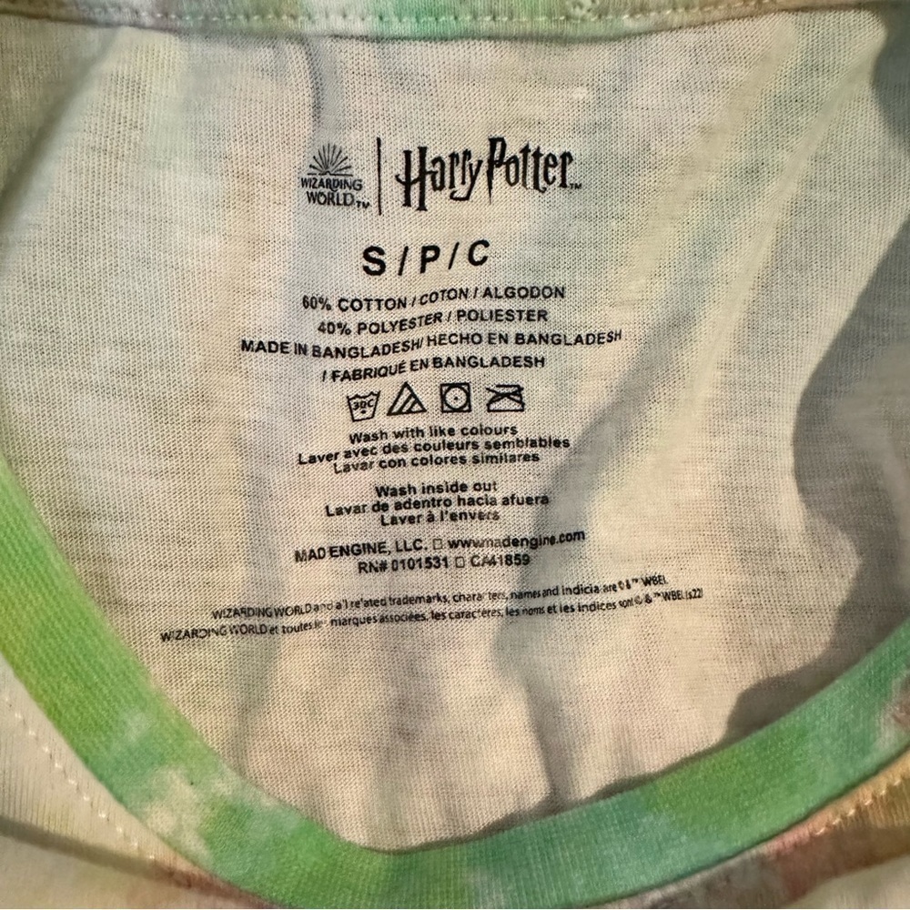 Disney Harry Potter Wizarding World Multi-colour Tie Dye Short Sleeve Tee Sz S - Picture 6 of 6